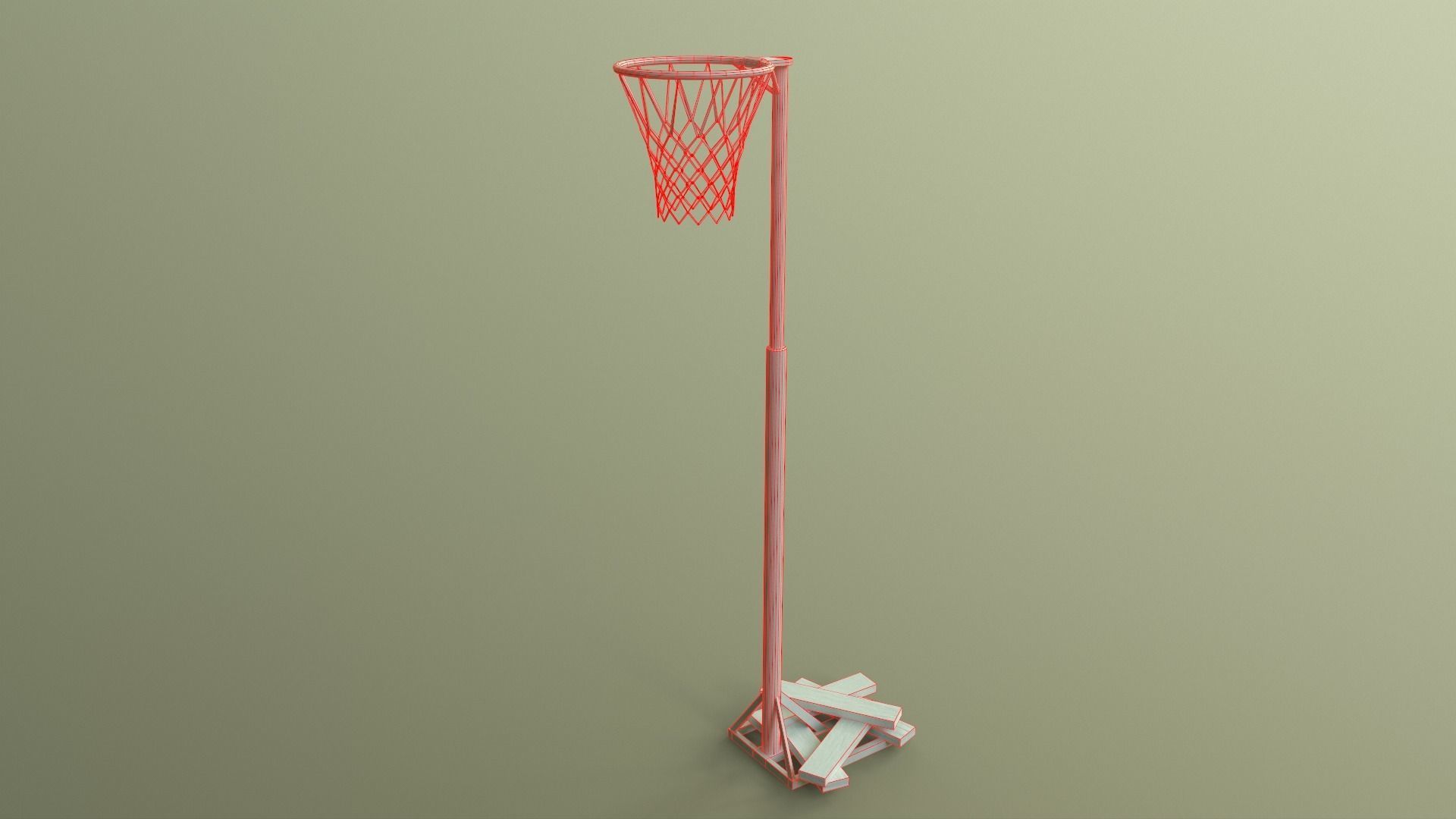 PBR Old School Basketball Stand Hoop Low-poly 3D model_37