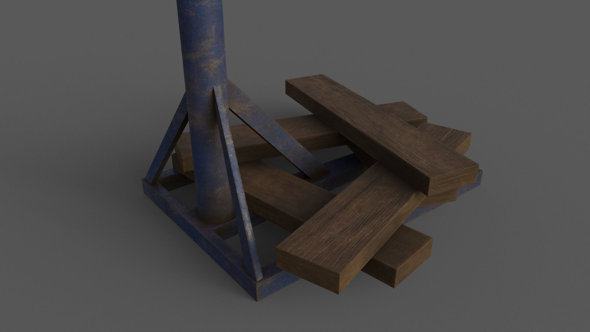 PBR Old School Basketball Stand Hoop Low-poly 3D model_34