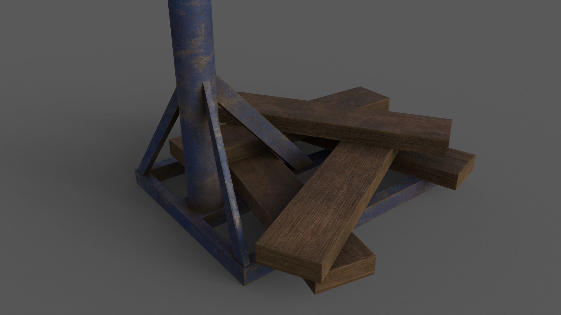 PBR Old School Basketball Stand Hoop Low-poly 3D model_33