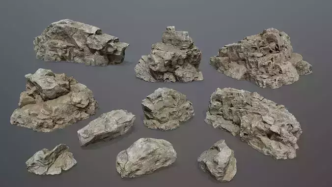 desert rocks 1 Low-poly 3D model