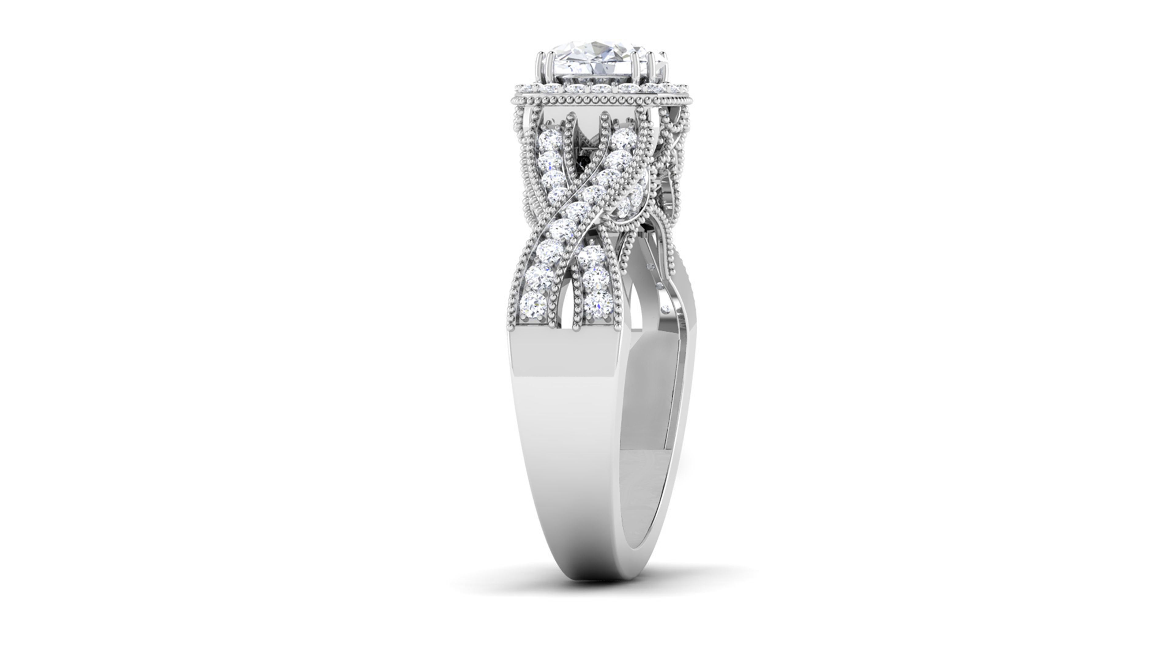 Solitaire Wedding Engagement Halo Ring 3dm STl OBJ FBX Details 3D print model_3