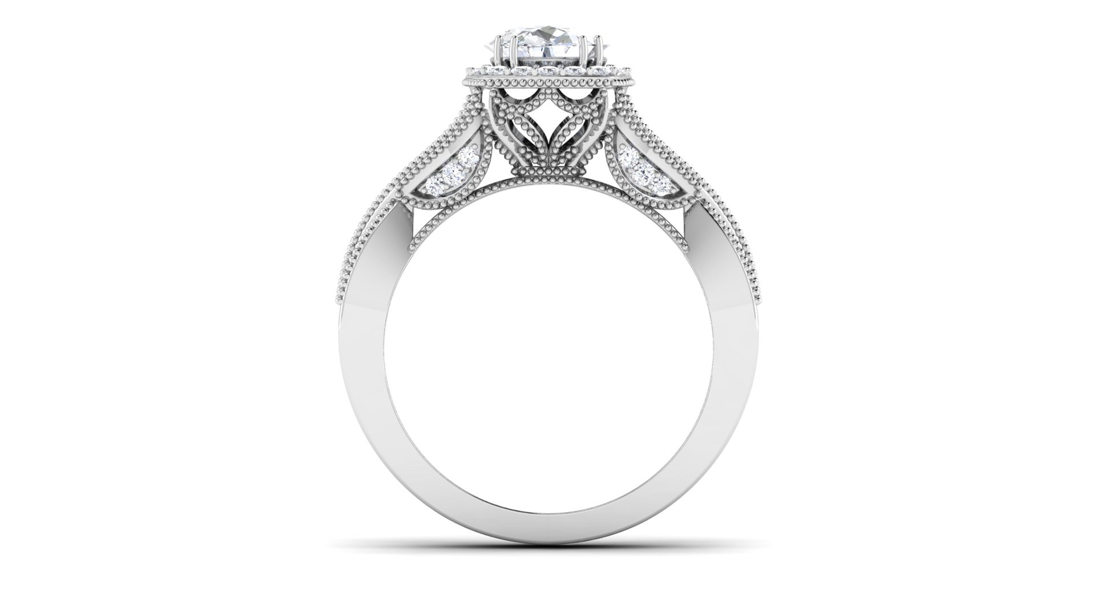 Solitaire Wedding Engagement Halo Ring 3dm STl OBJ FBX Details 3D print model_1