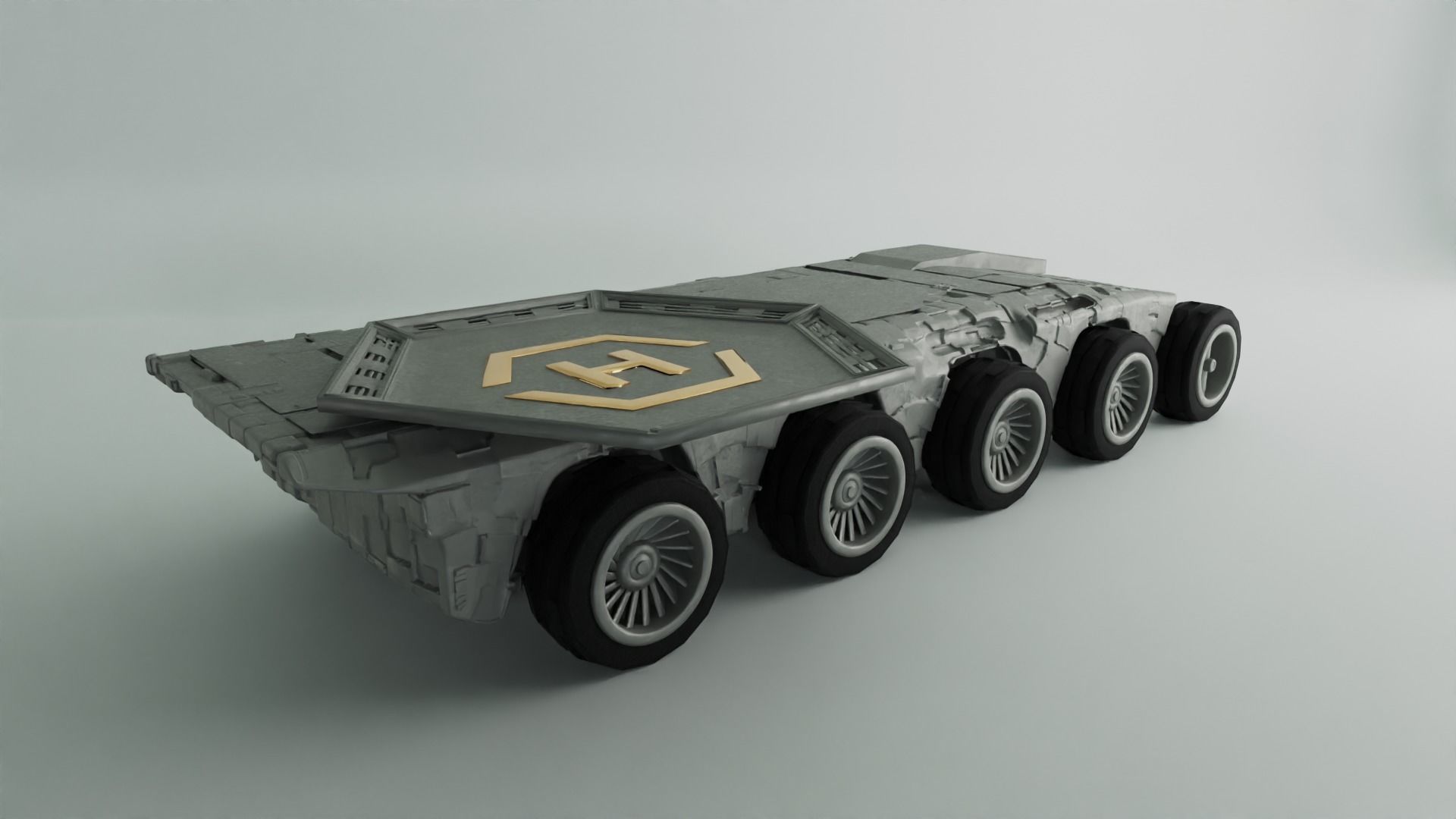 Heli-Pad Futuristic Sci-Fi  Armoured Vehicle 3D model_6