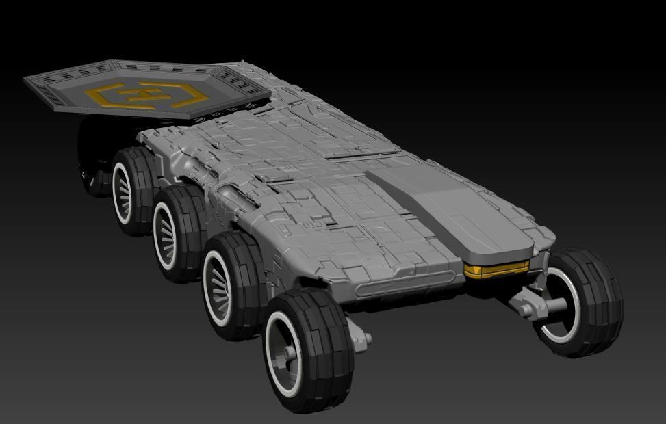 Heli-Pad Futuristic Sci-Fi  Armoured Vehicle 3D model_9