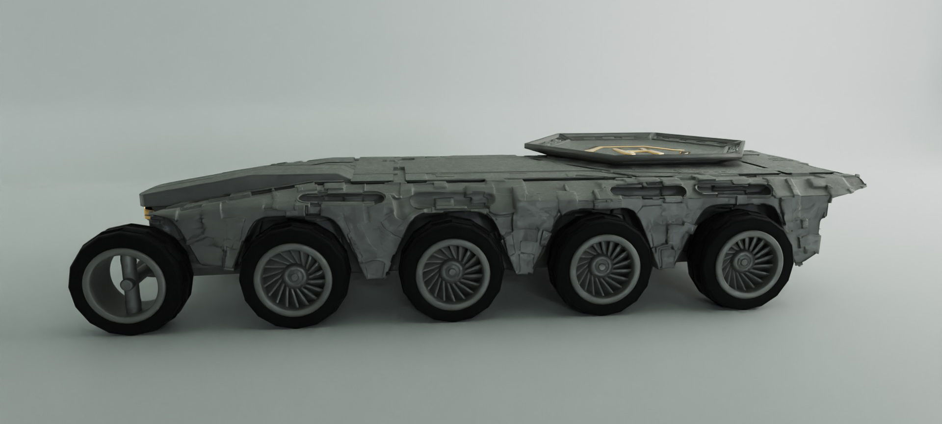 Heli-Pad Futuristic Sci-Fi  Armoured Vehicle 3D model_4