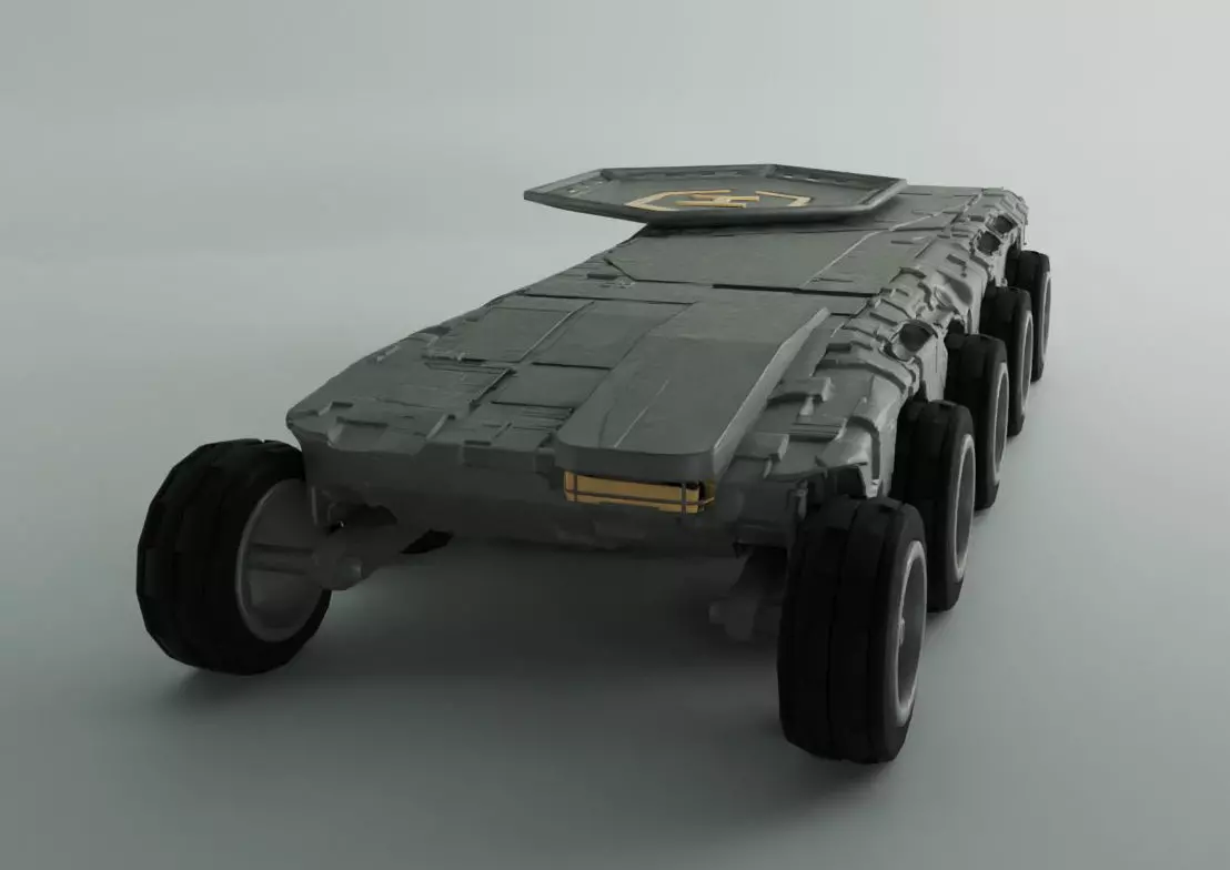 Heli-Pad Futuristic Sci-Fi  Armoured Vehicle 3D model_0