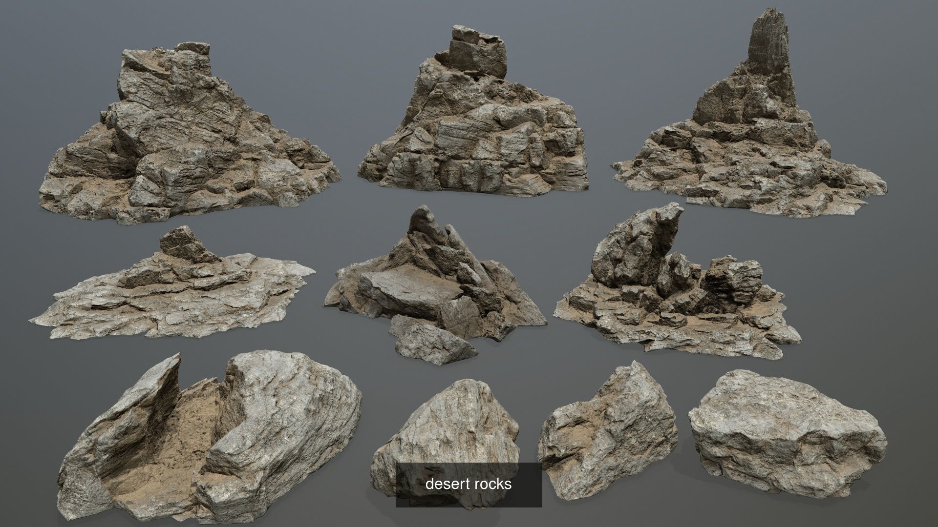 desert rocks  full set 3D Model Collection_3
