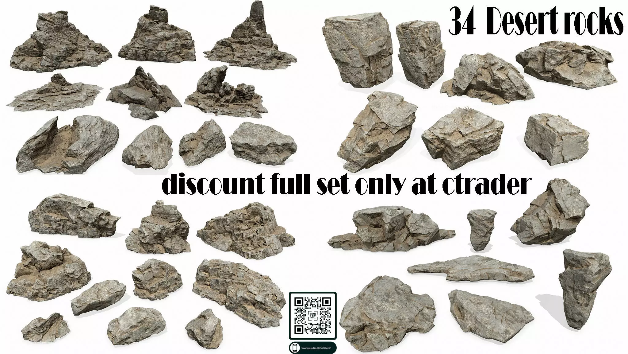 desert rocks  full set 3D Model Collection_0