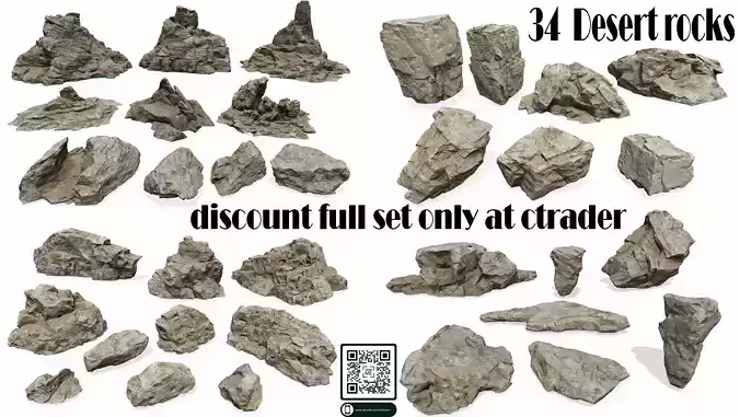 desert rocks  full set 3D Model Collection