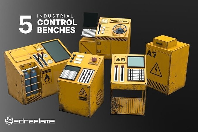 Control Benches Pack Low-poly 3D model