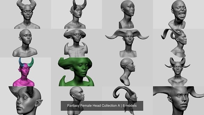 Fantasy Female Head Collection A 