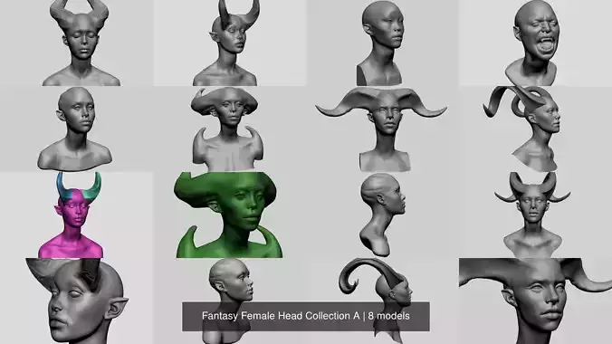 Fantasy Female Head Collection A 