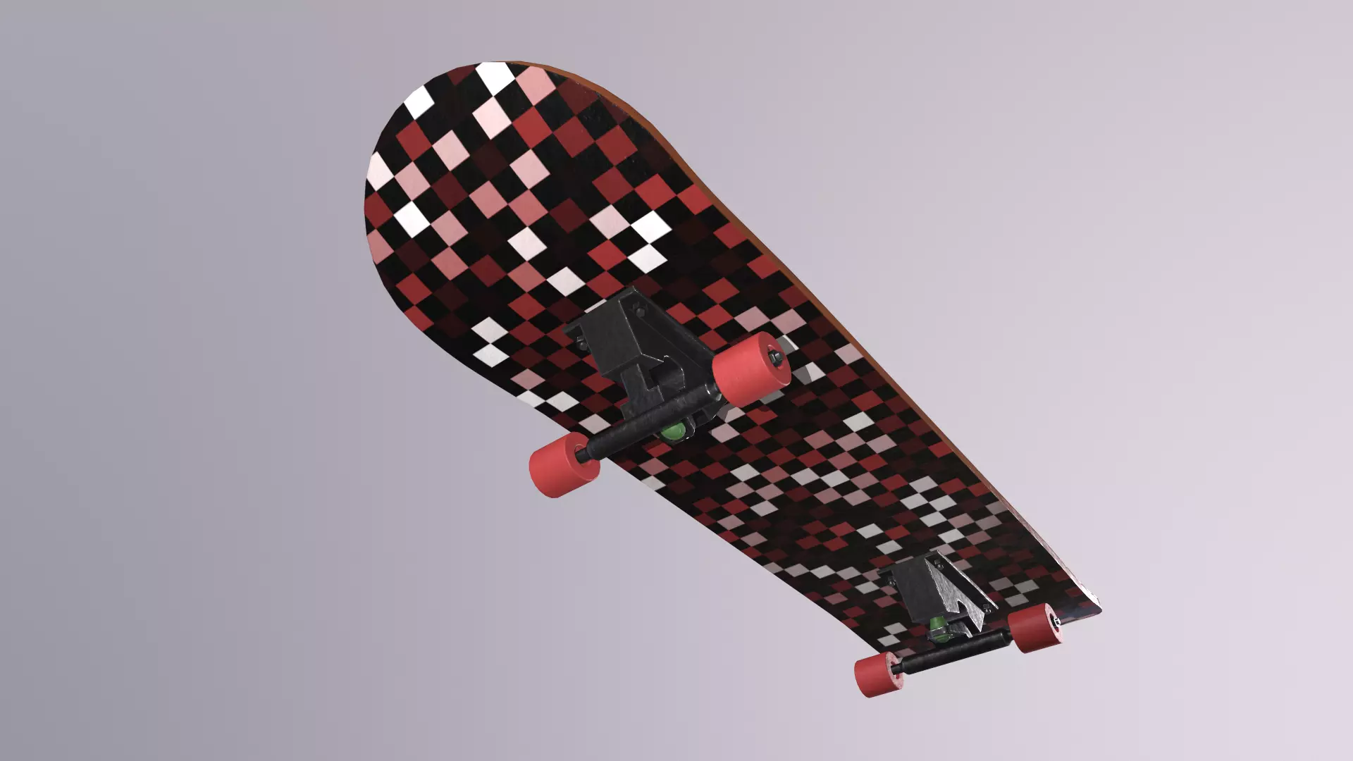 Realistic Skateboard 3D low-poly model with checkered pattern Low-poly 3D model_0
