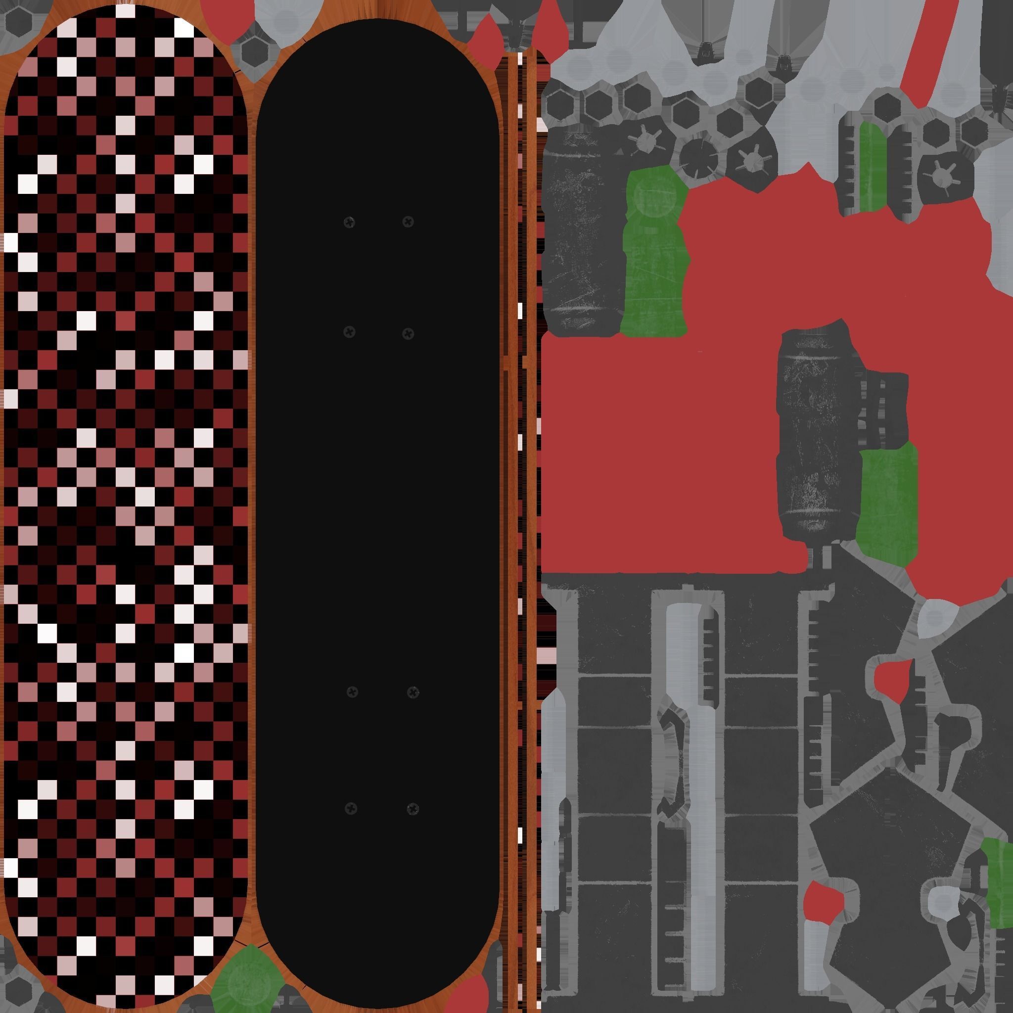 Realistic Skateboard 3D low-poly model with checkered pattern Low-poly 3D model_9