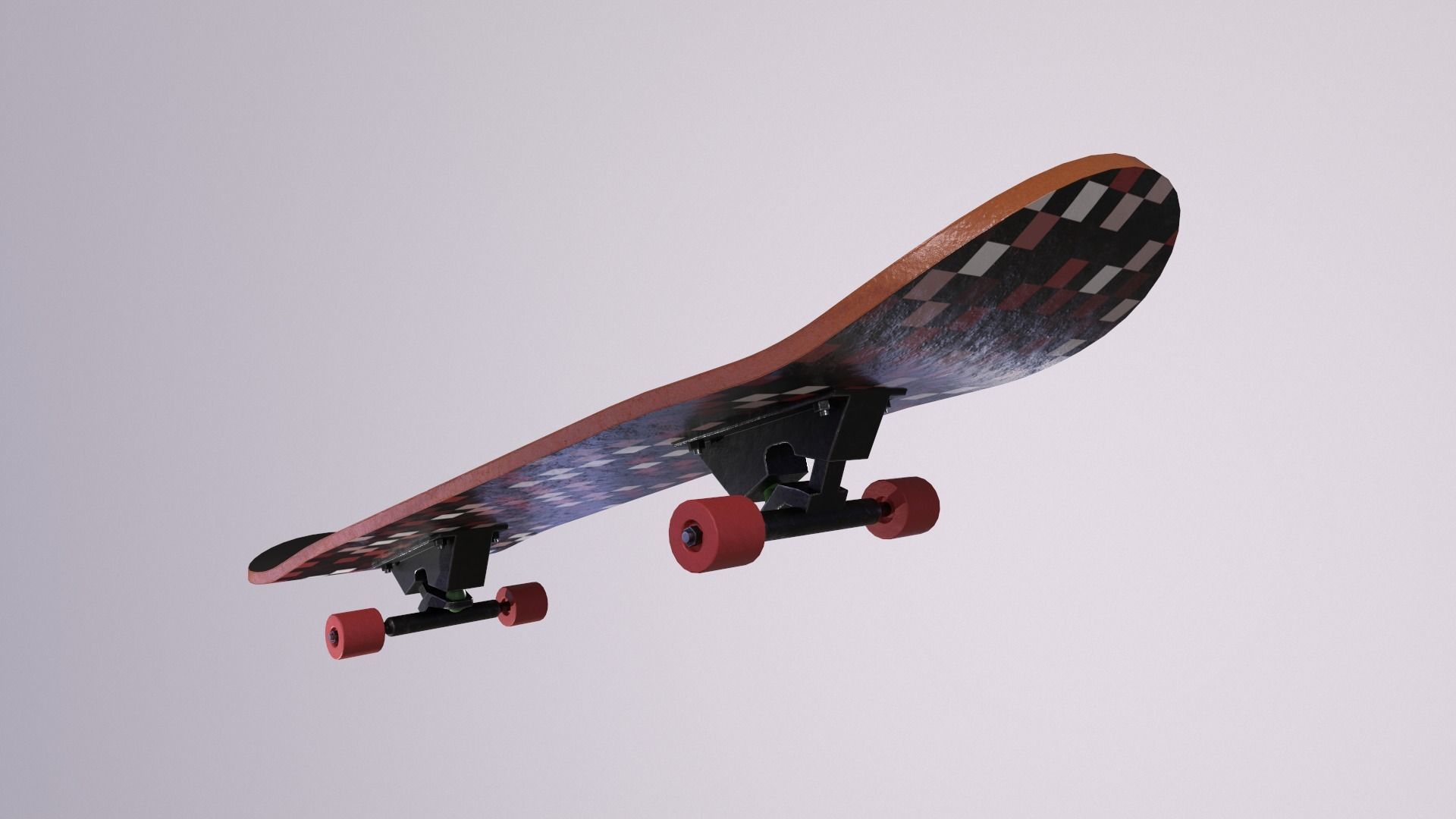 Realistic Skateboard 3D low-poly model with checkered pattern Low-poly 3D model_5
