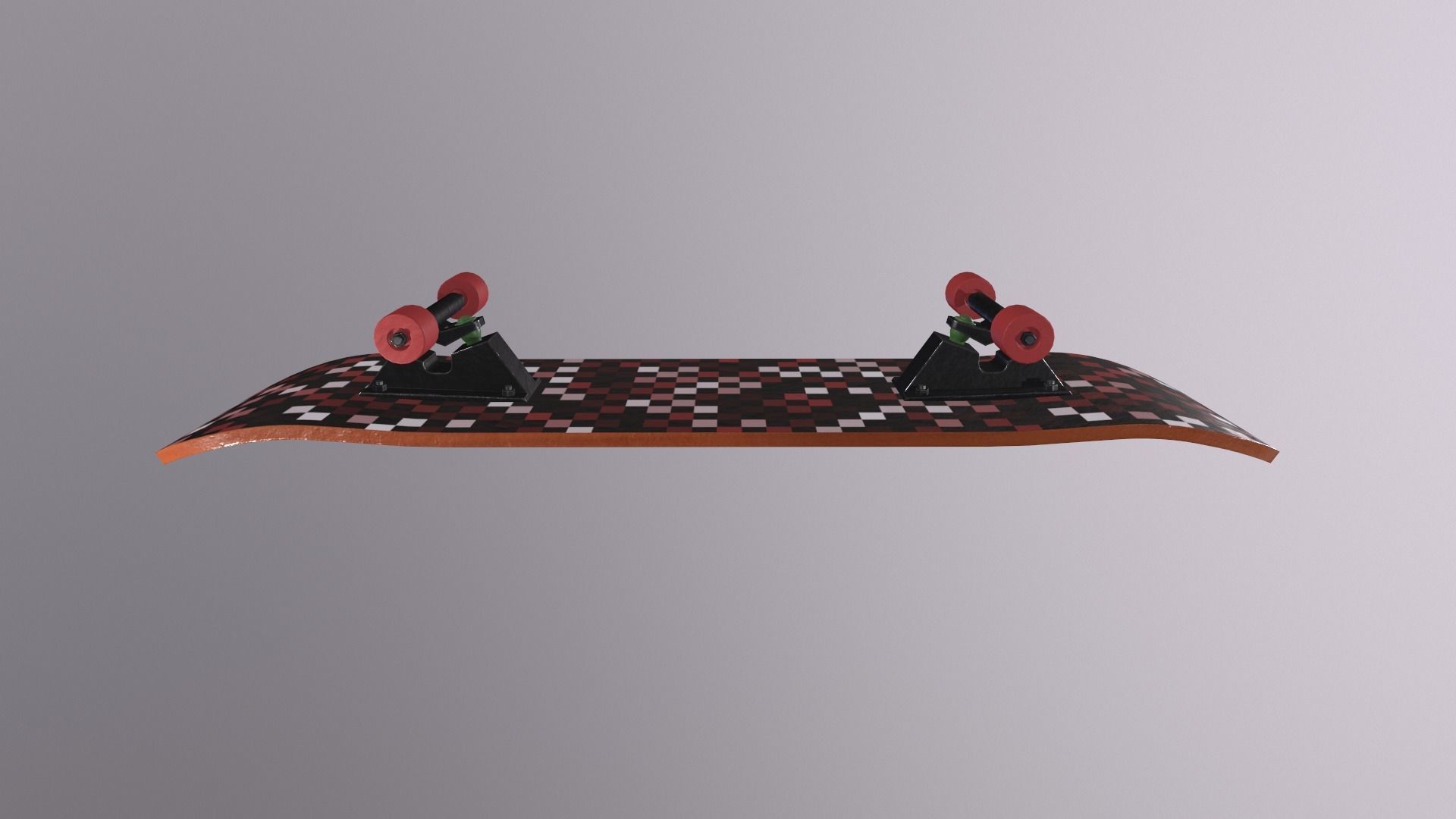 Realistic Skateboard 3D low-poly model with checkered pattern Low-poly 3D model_4