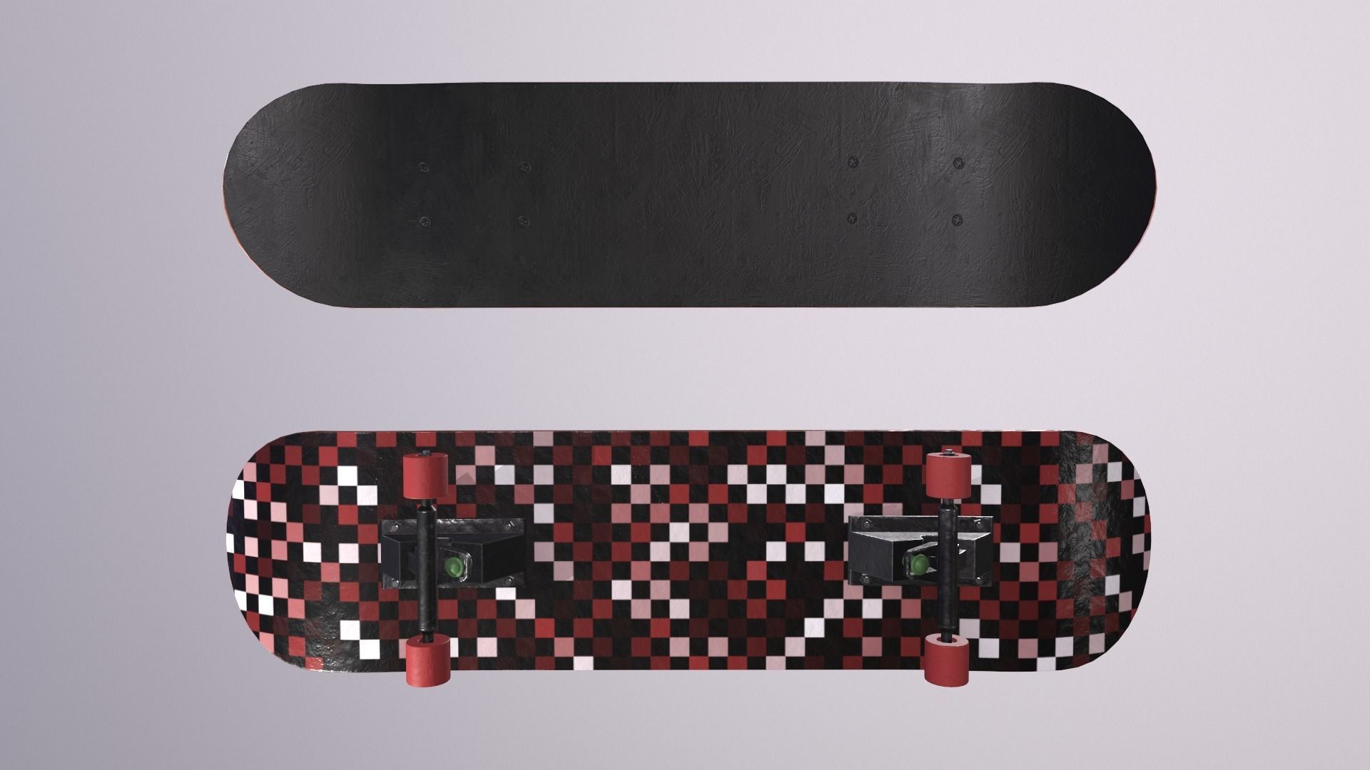 Realistic Skateboard 3D low-poly model with checkered pattern Low-poly 3D model_3