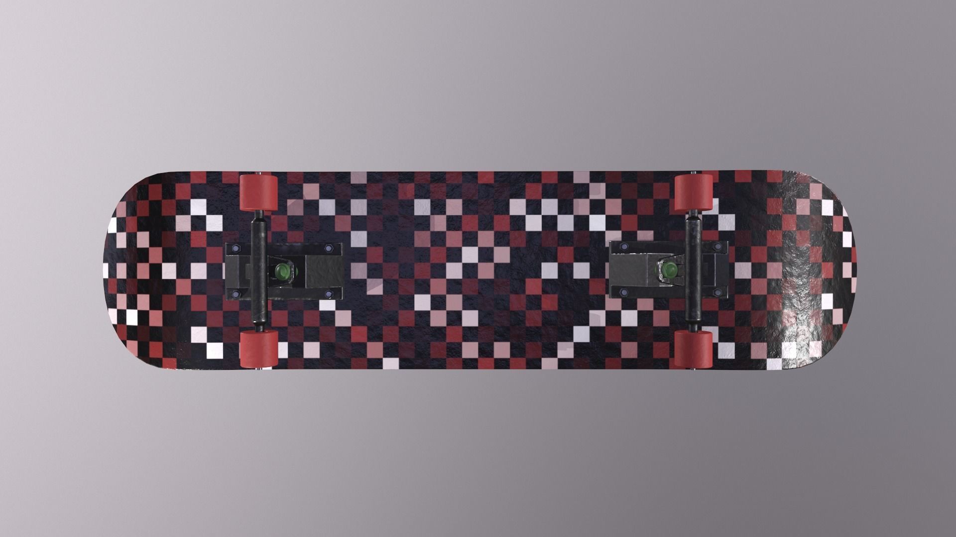Realistic Skateboard 3D low-poly model with checkered pattern Low-poly 3D model_6