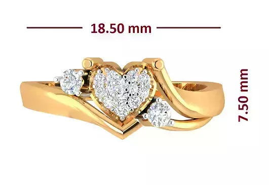 Ladies Heart Diamond Ring 3D print model