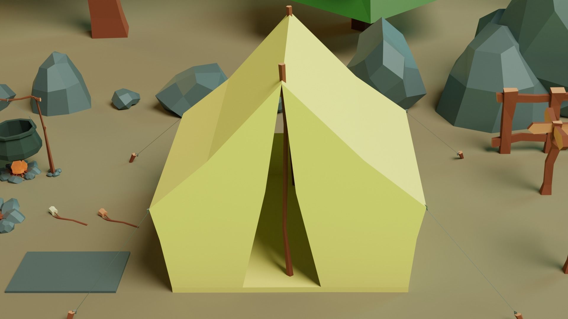 Low Poly Forest Camp Low-poly 3D model_7