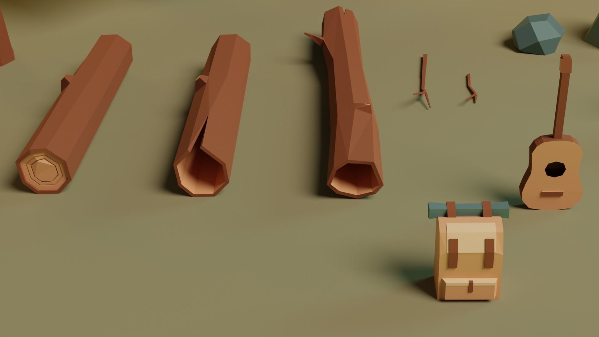 Low Poly Forest Camp Low-poly 3D model_5
