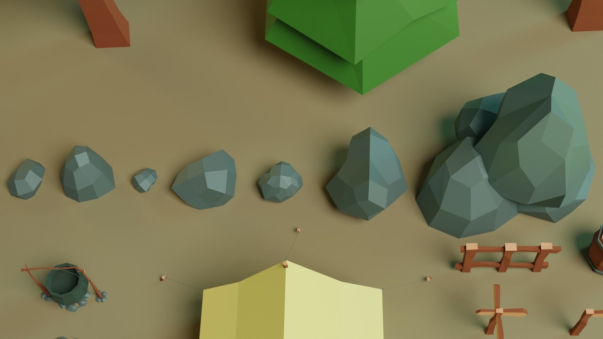 Low Poly Forest Camp Low-poly 3D model_9