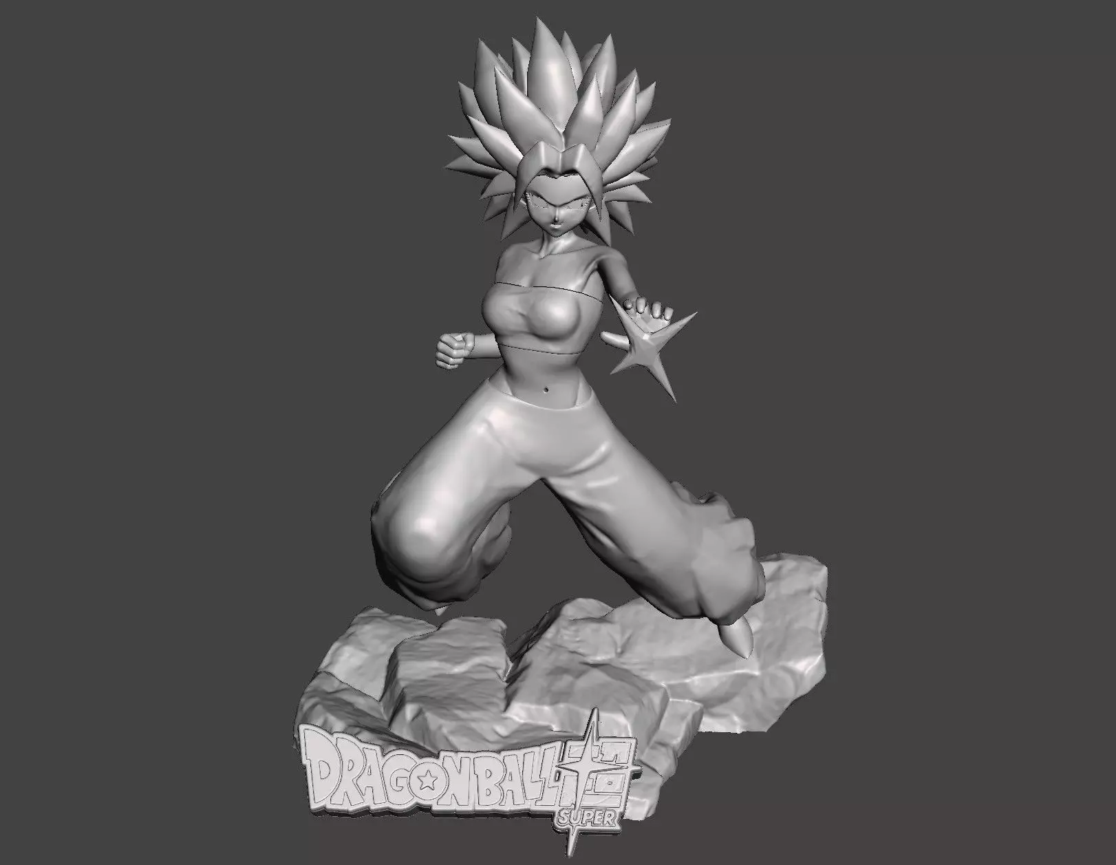 CAULIFLA DRAGONBALL SUPER SSJ SAIYAN dynamic pose HIGH POLY STL 3D print model