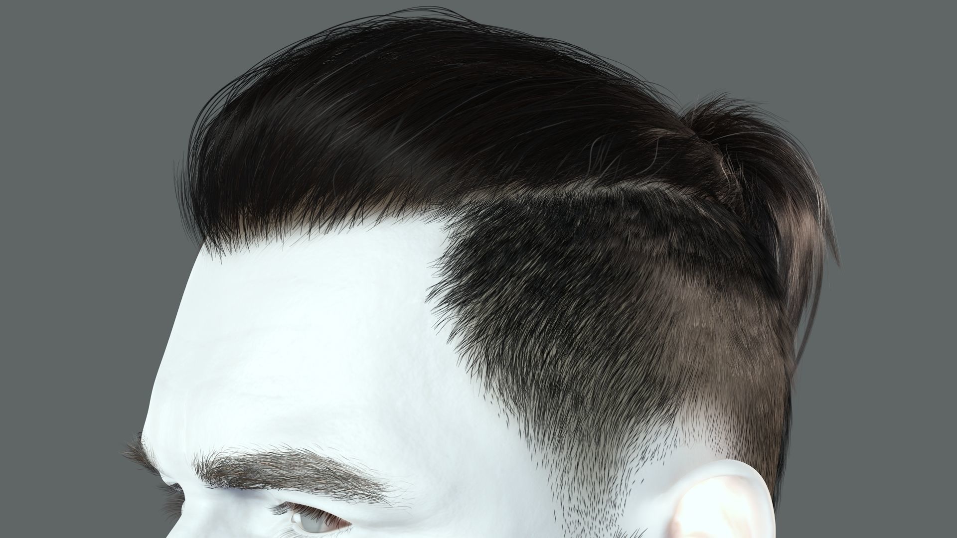 Realistic Hair Beard brows mustache p2 Low-poly 3D model_17