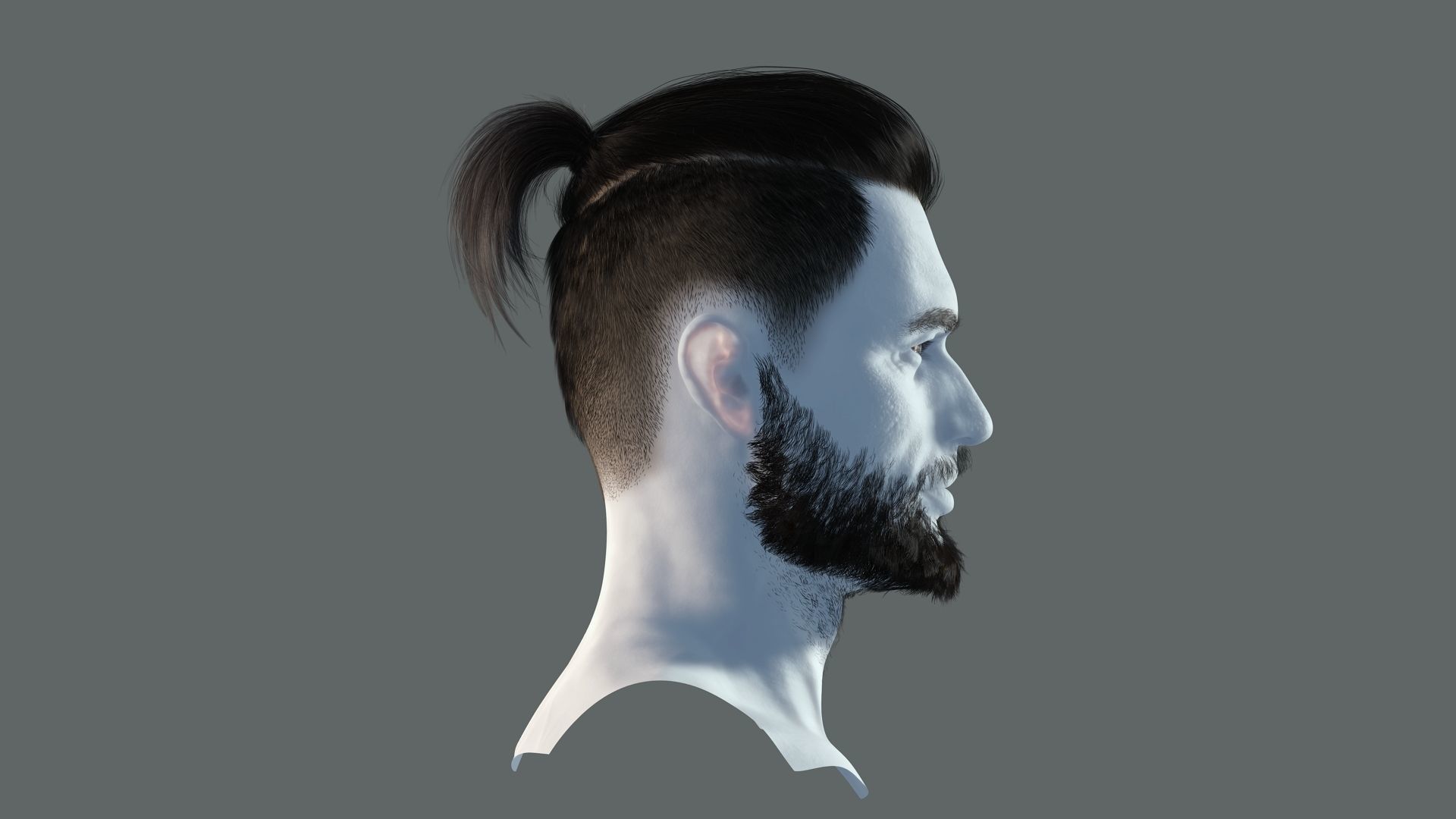 Realistic Hair Beard brows mustache p2 Low-poly 3D model_6