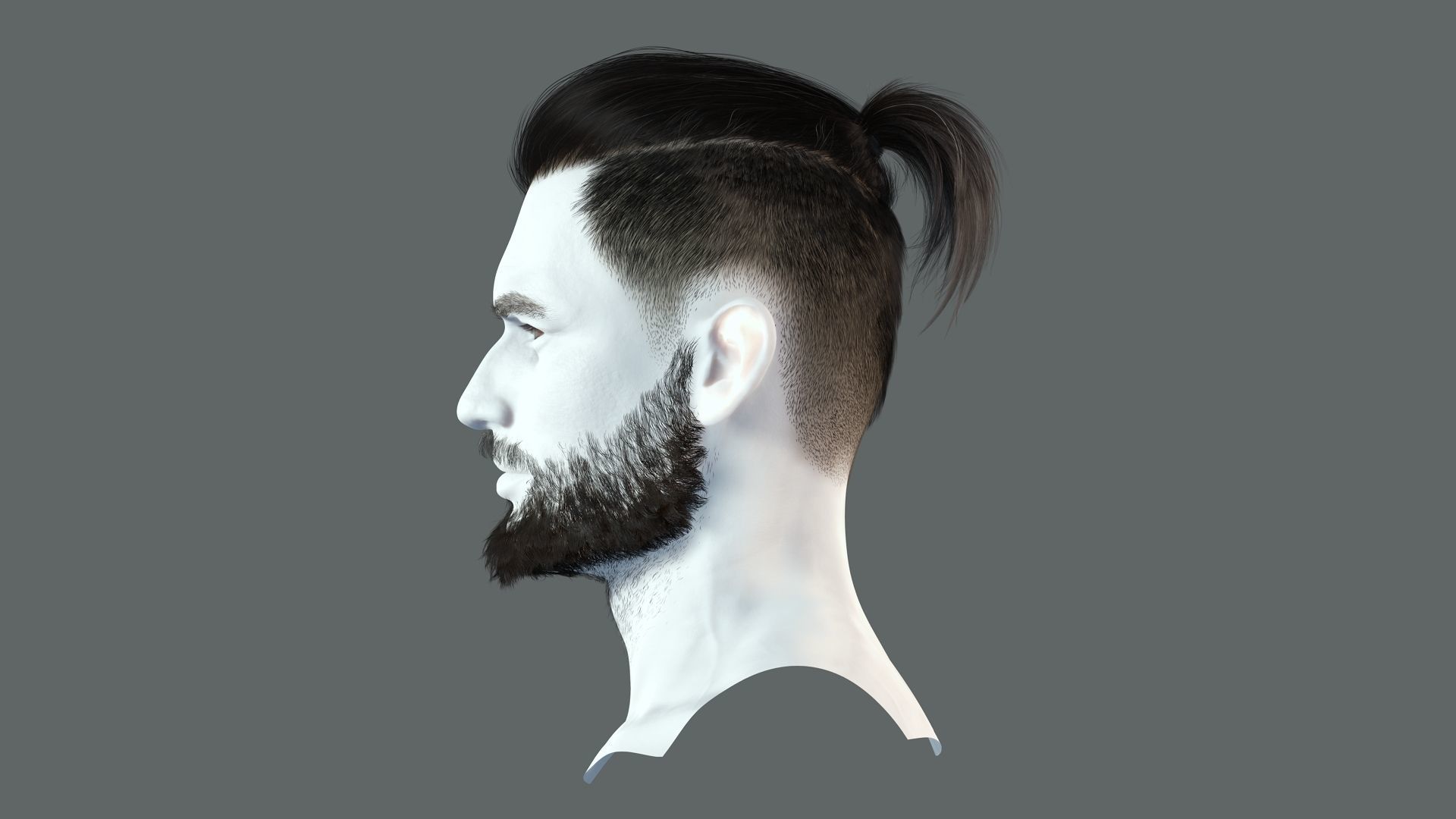 Realistic Hair Beard brows mustache p2 Low-poly 3D model_5