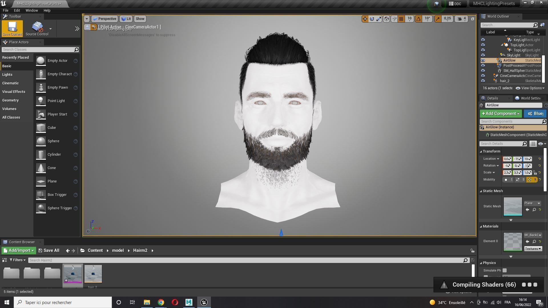 Realistic Hair Beard brows mustache p2 Low-poly 3D model_12