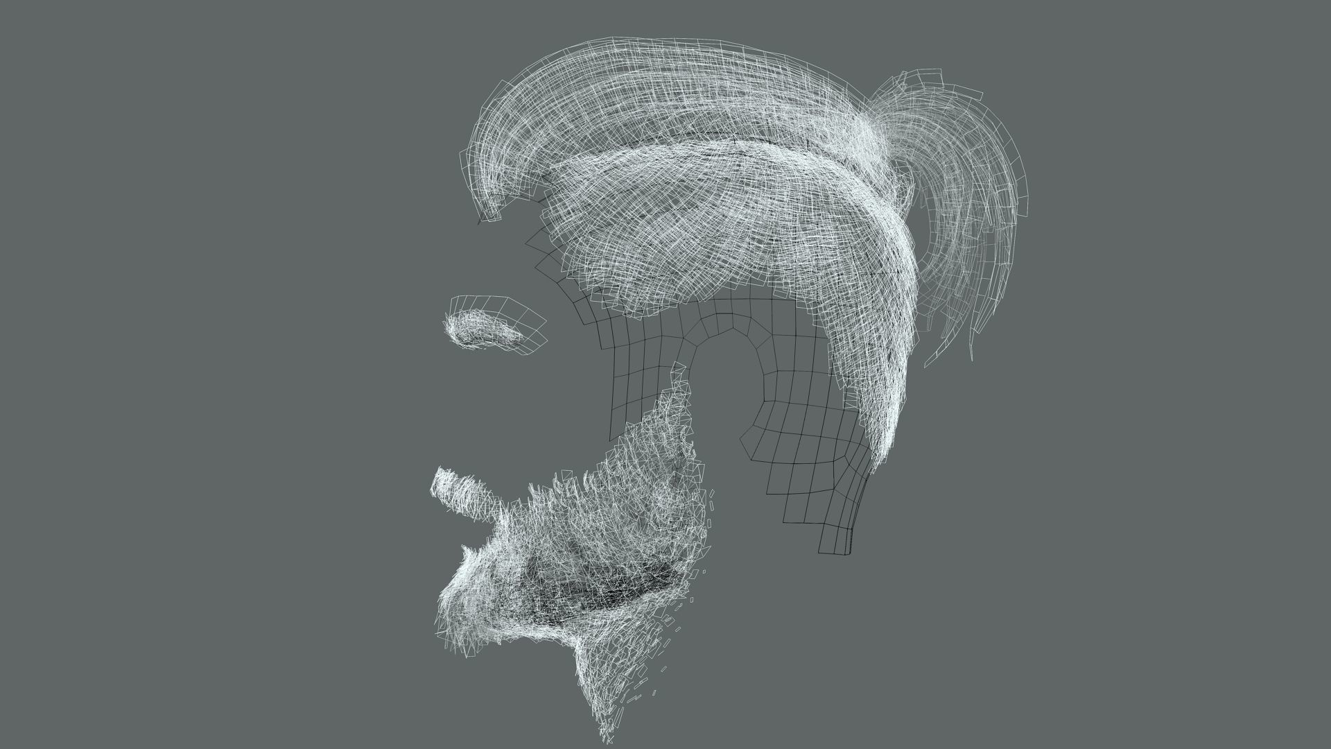 Realistic Hair Beard brows mustache p2 Low-poly 3D model_19