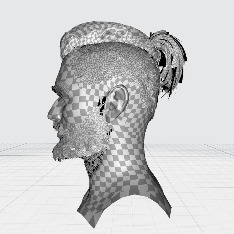 Realistic Hair Beard brows mustache p2 Low-poly 3D model_20