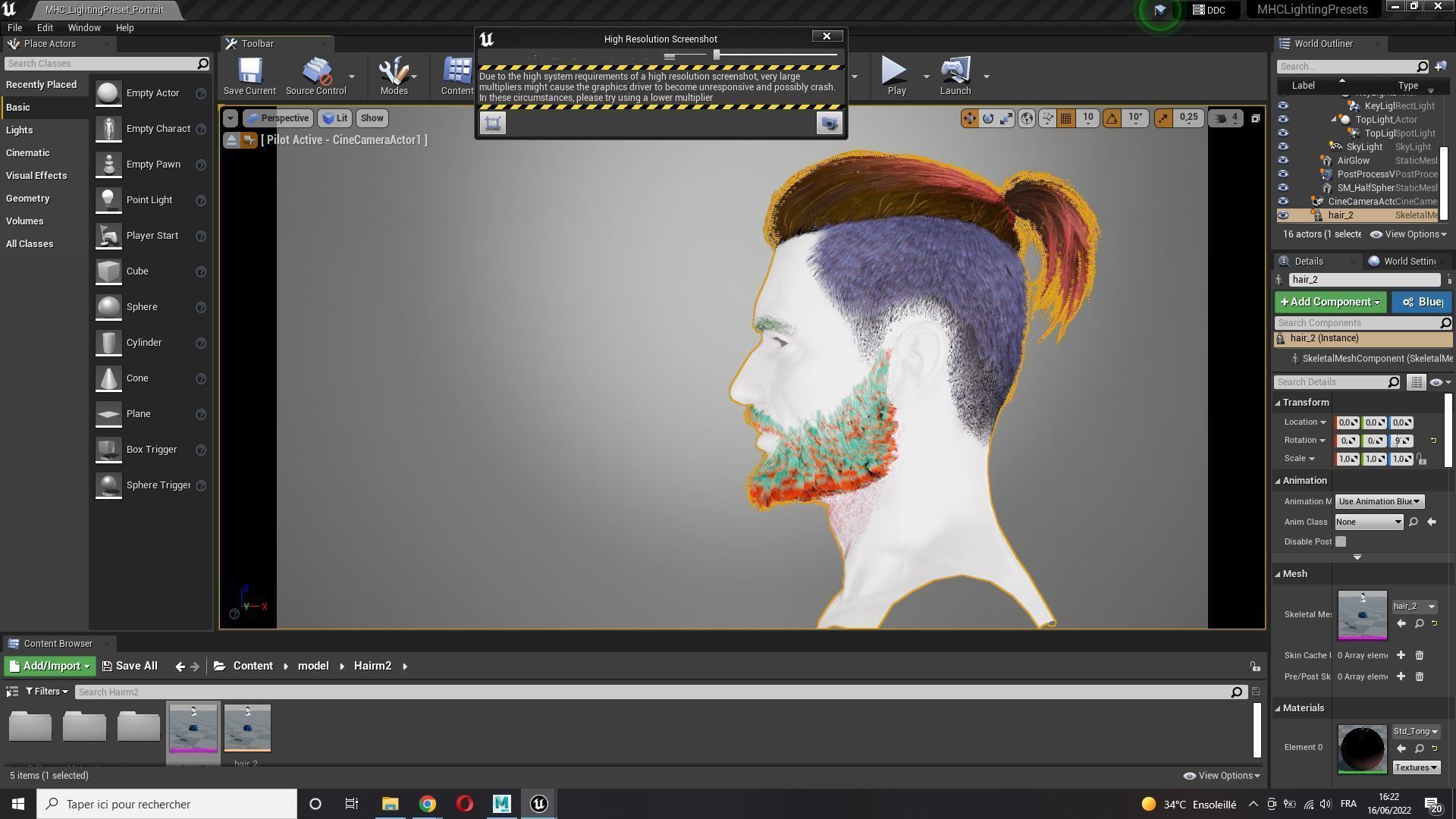 Realistic Hair Beard brows mustache p2 Low-poly 3D model_21