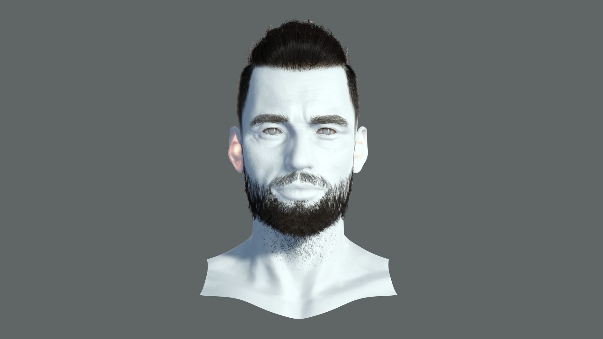 Realistic Hair Beard brows mustache p2 Low-poly 3D model_3