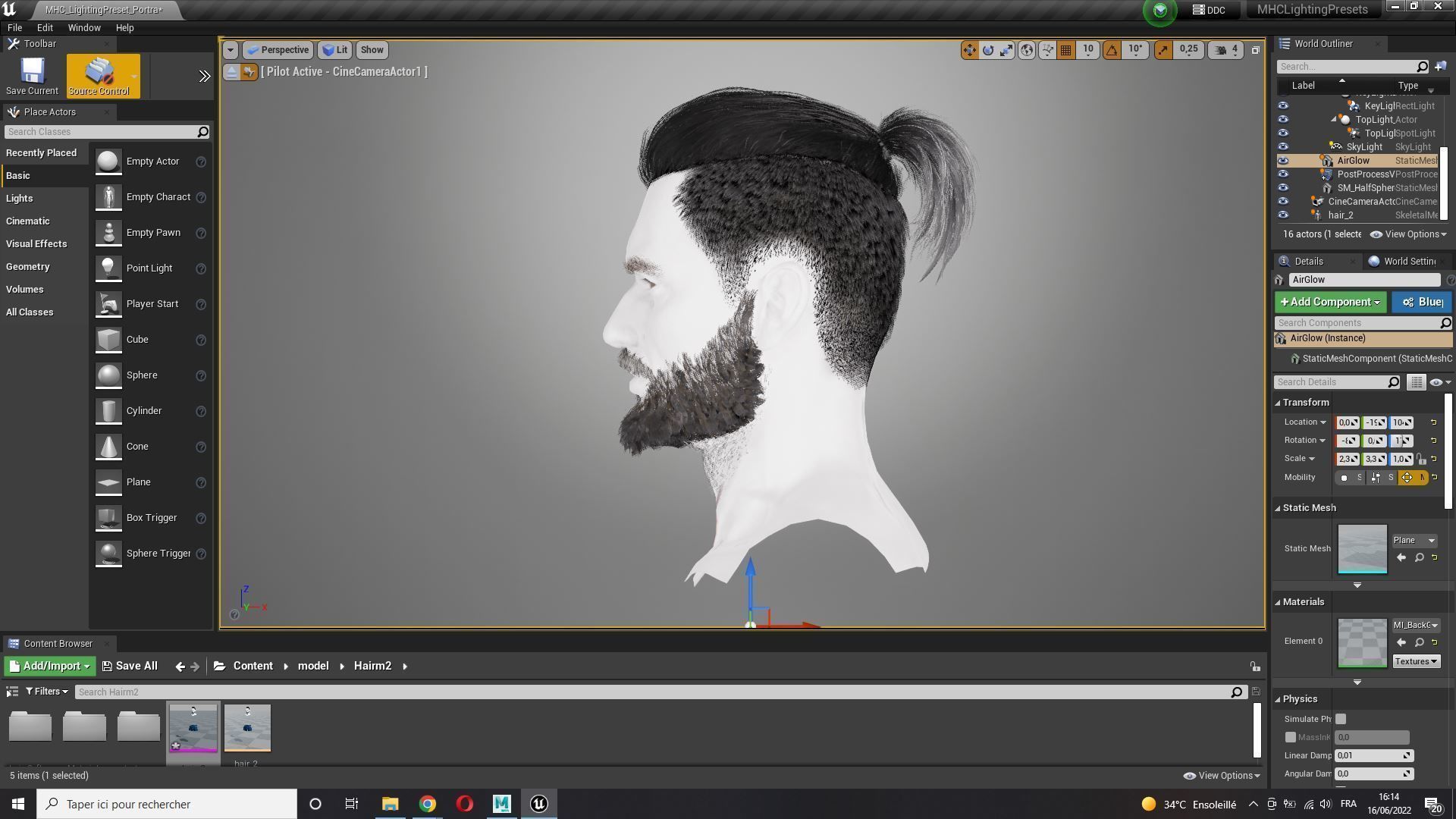 Realistic Hair Beard brows mustache p2 Low-poly 3D model_13
