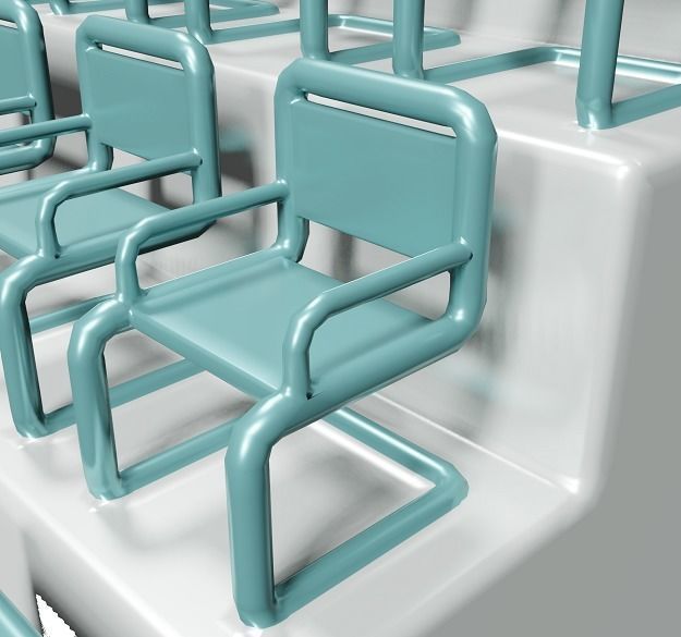 School Student Classroom 3D model_2