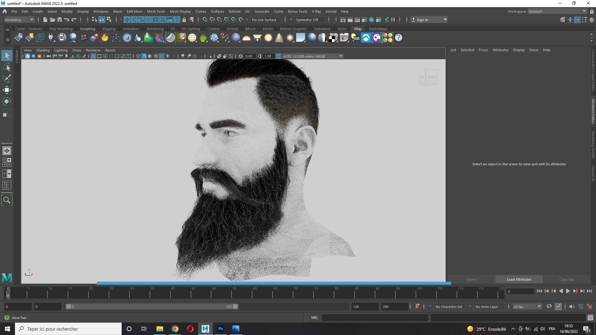 Realistic Hair Beard brows mustache p3 Low-poly 3D model_13