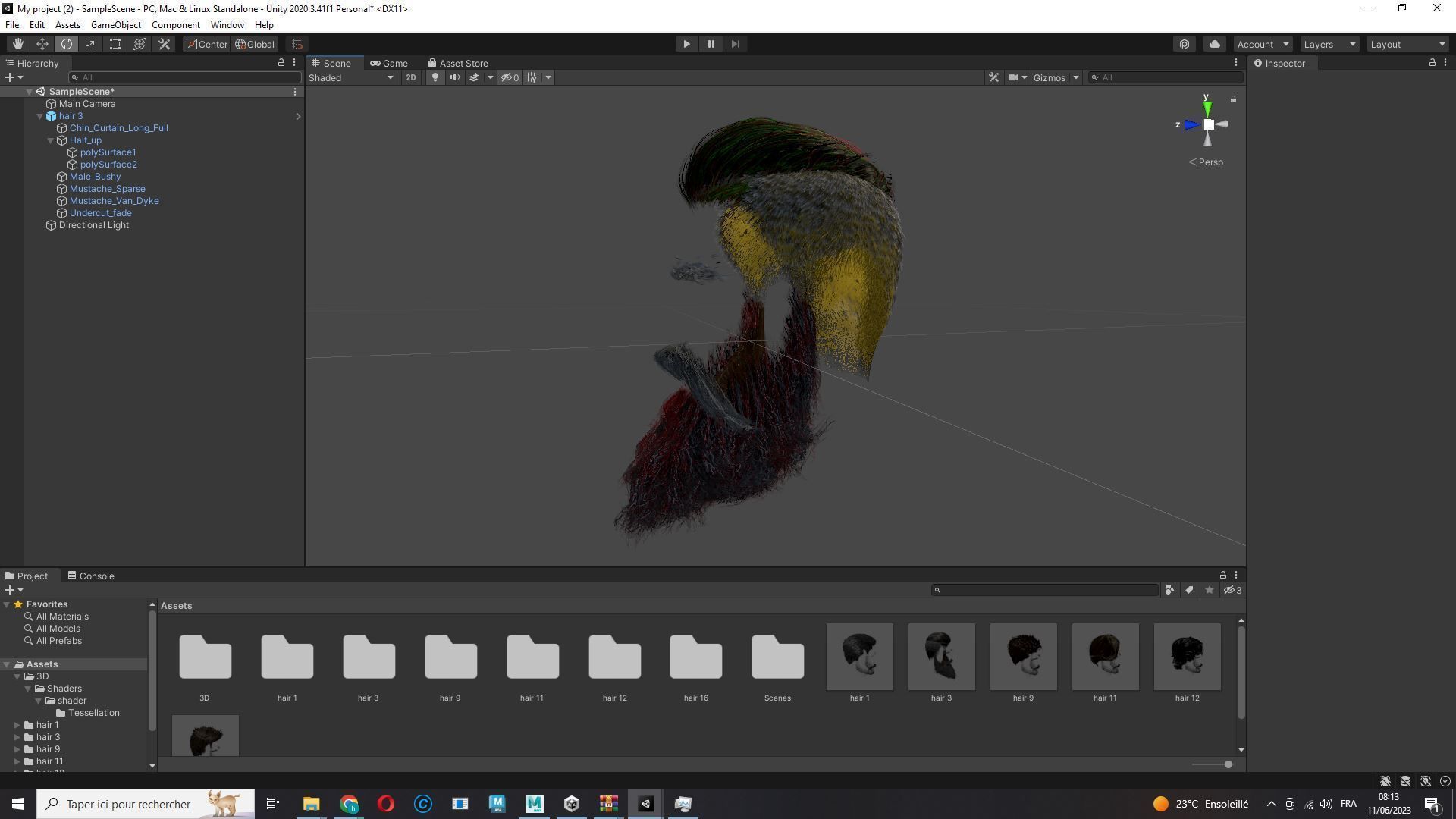 Realistic Hair Beard brows mustache p3 Low-poly 3D model_22