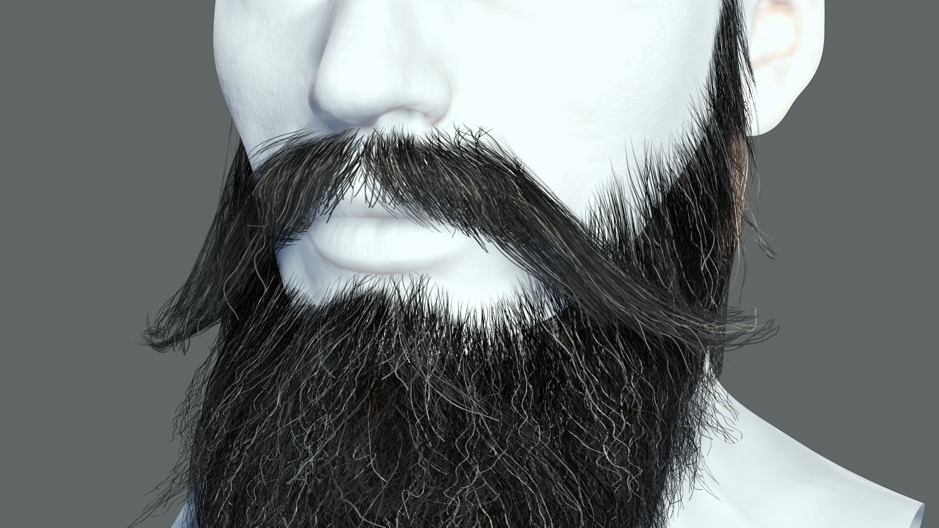 Realistic Hair Beard brows mustache p3 Low-poly 3D model_9