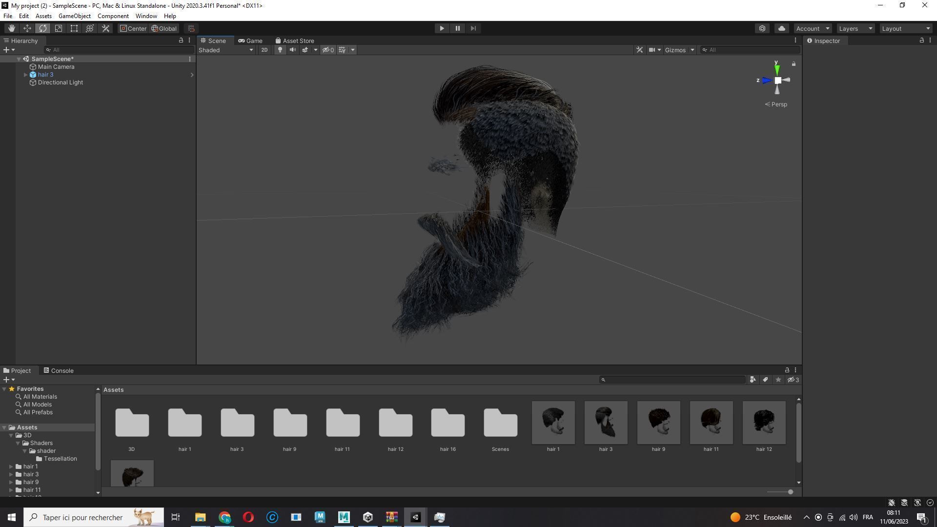 Realistic Hair Beard brows mustache p3 Low-poly 3D model_23