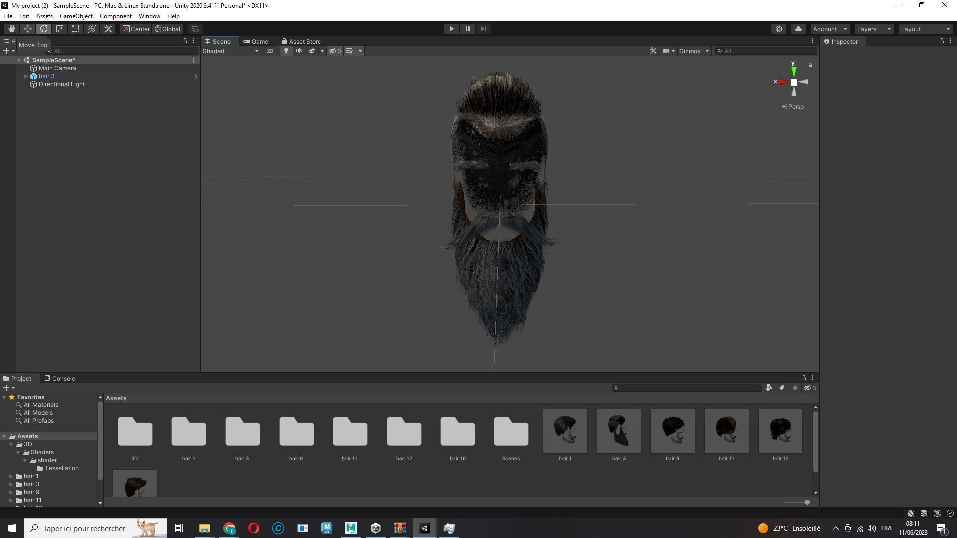 Realistic Hair Beard brows mustache p3 Low-poly 3D model_21