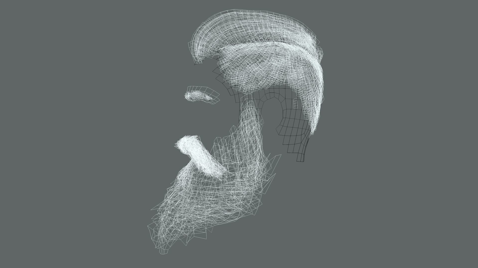 Realistic Hair Beard brows mustache p3 Low-poly 3D model_10