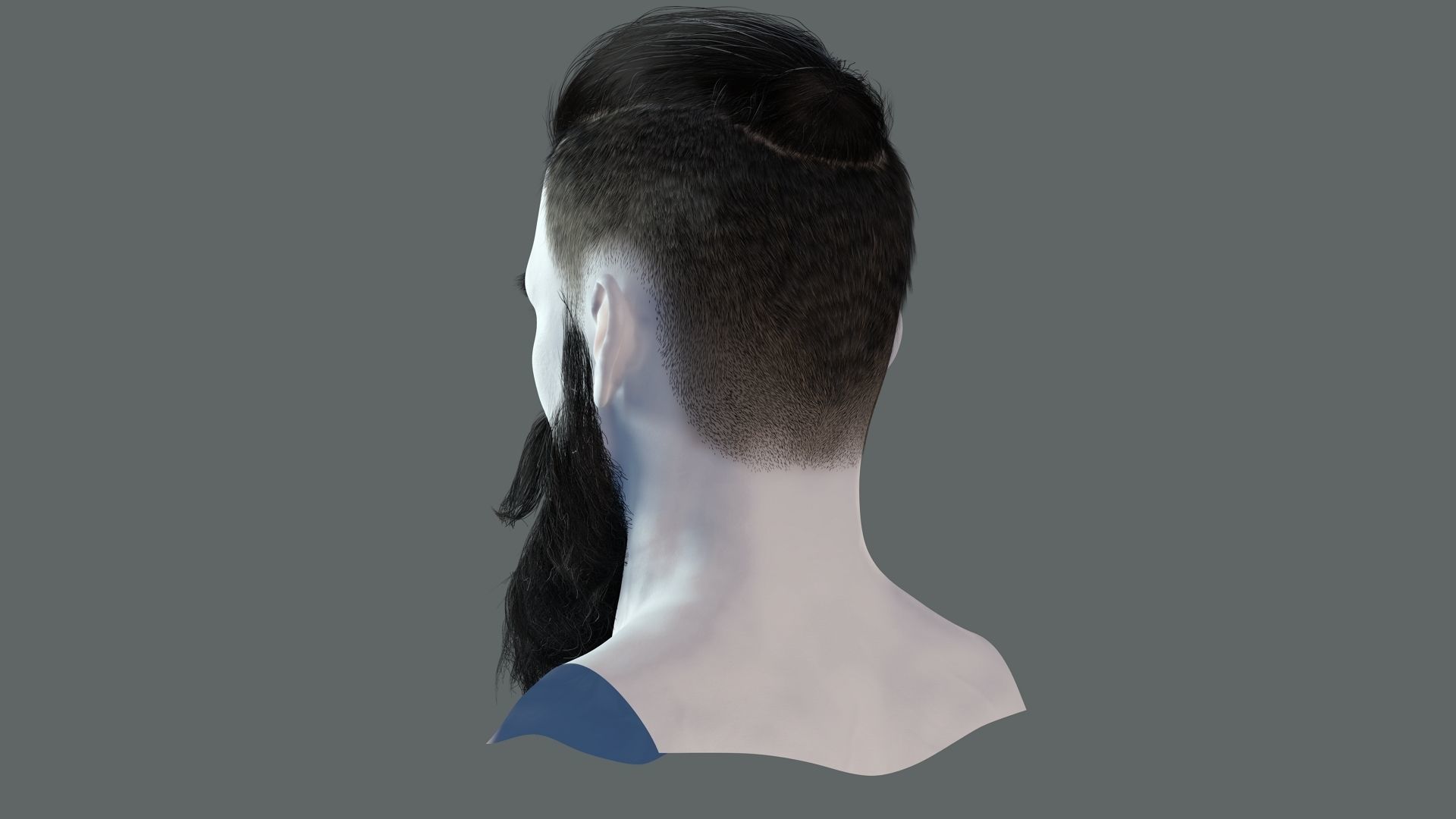 Realistic Hair Beard brows mustache p3 Low-poly 3D model_6