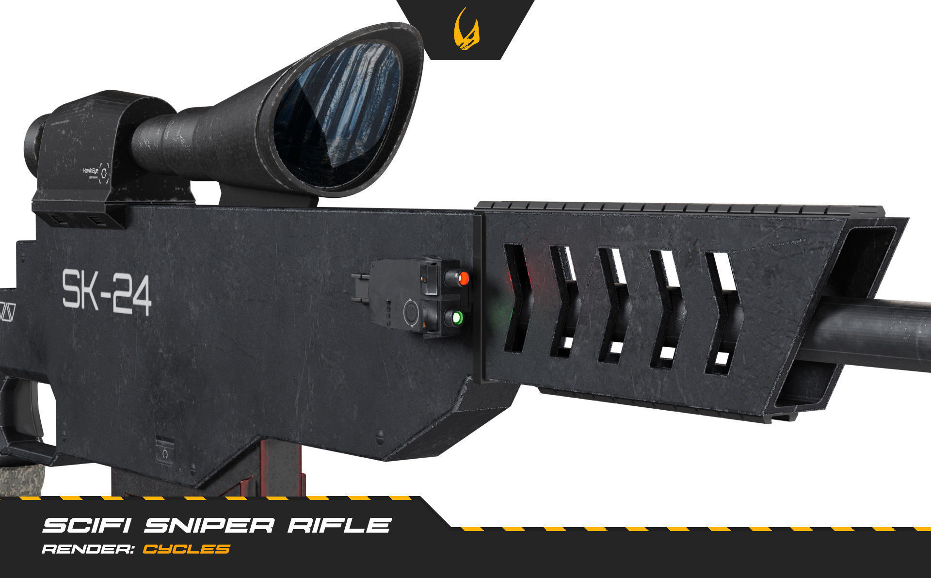 SciFi Futuristic Sniper Rifle -Scifi Weapons 001 Low-poly 3D model_6