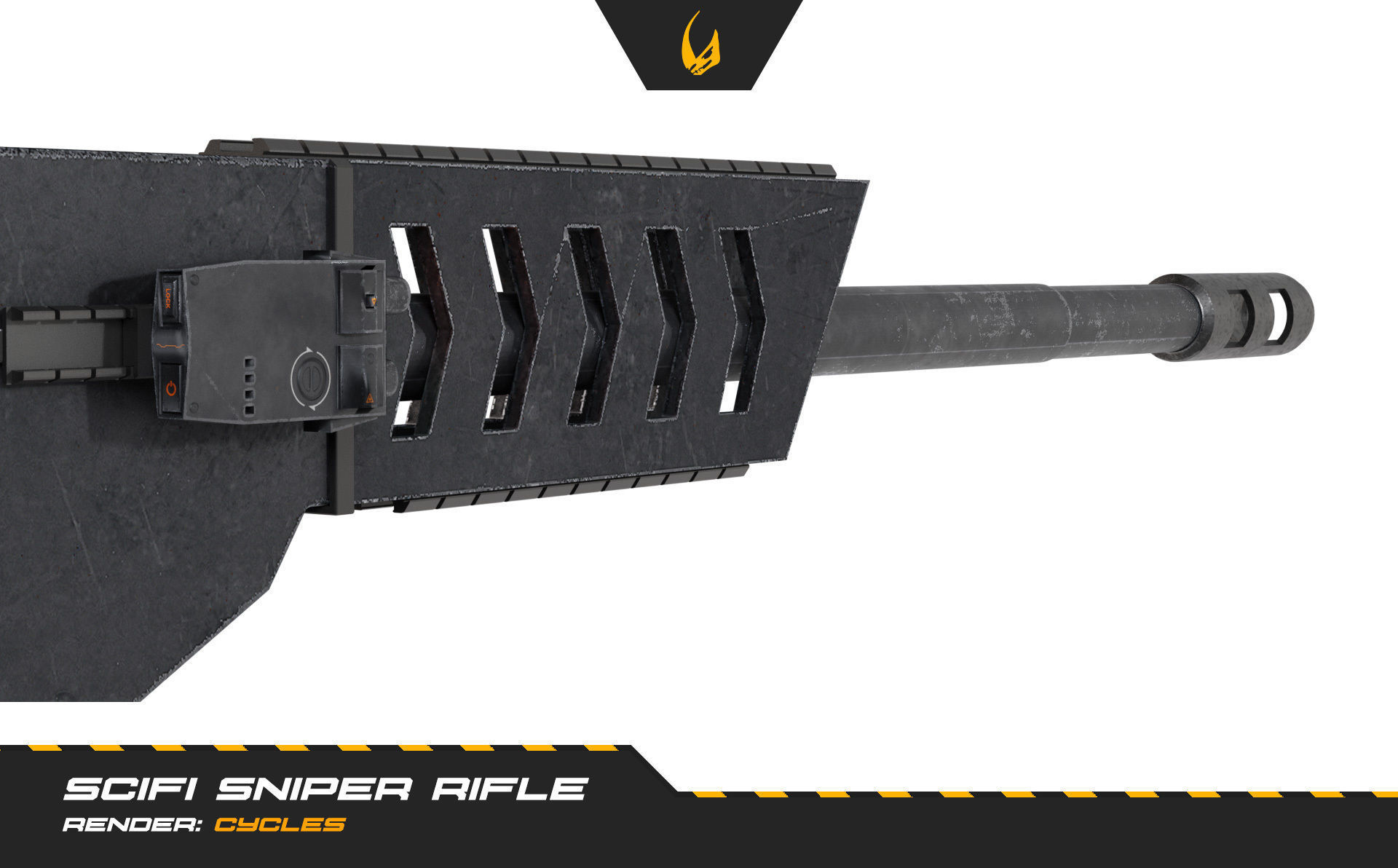 SciFi Futuristic Sniper Rifle -Scifi Weapons 001 Low-poly 3D model_8