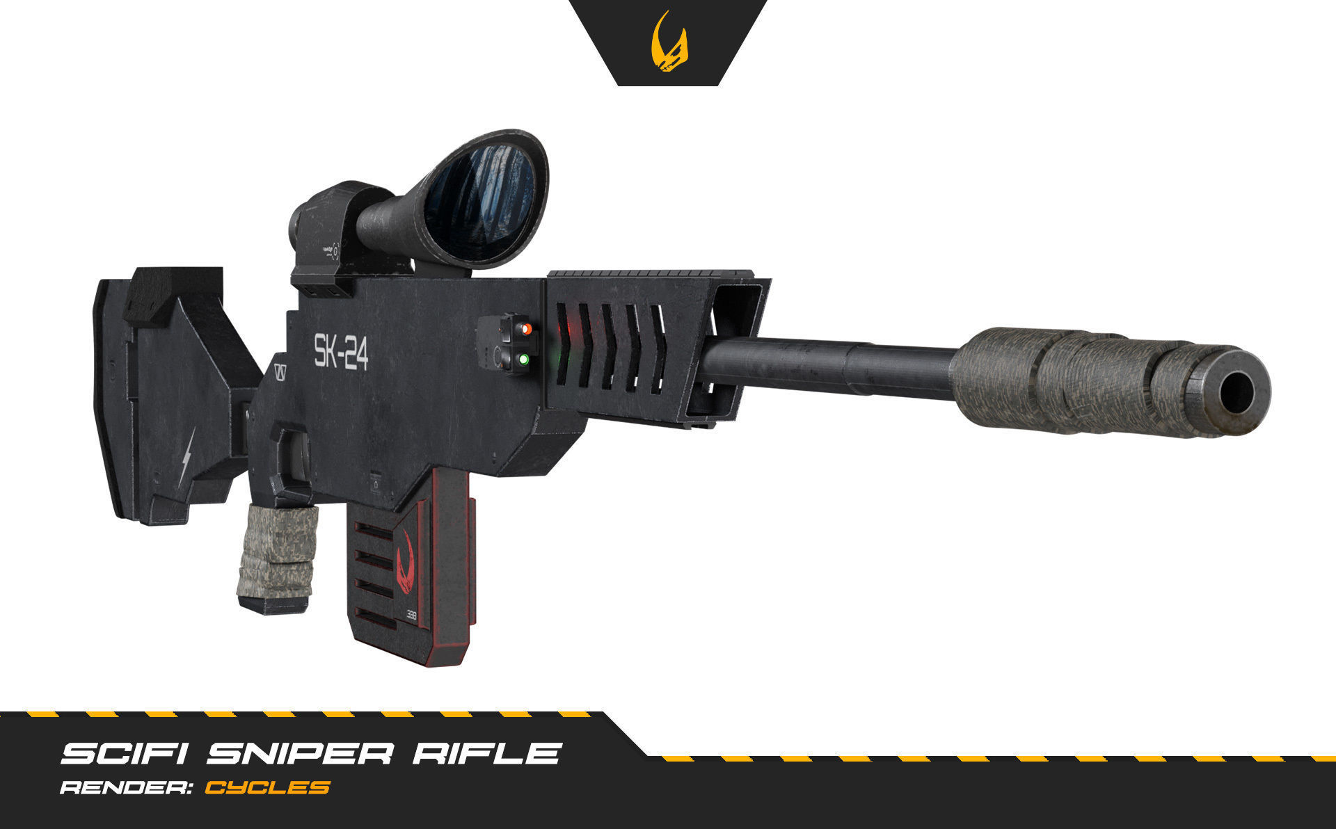 SciFi Futuristic Sniper Rifle -Scifi Weapons 001 Low-poly 3D model_5