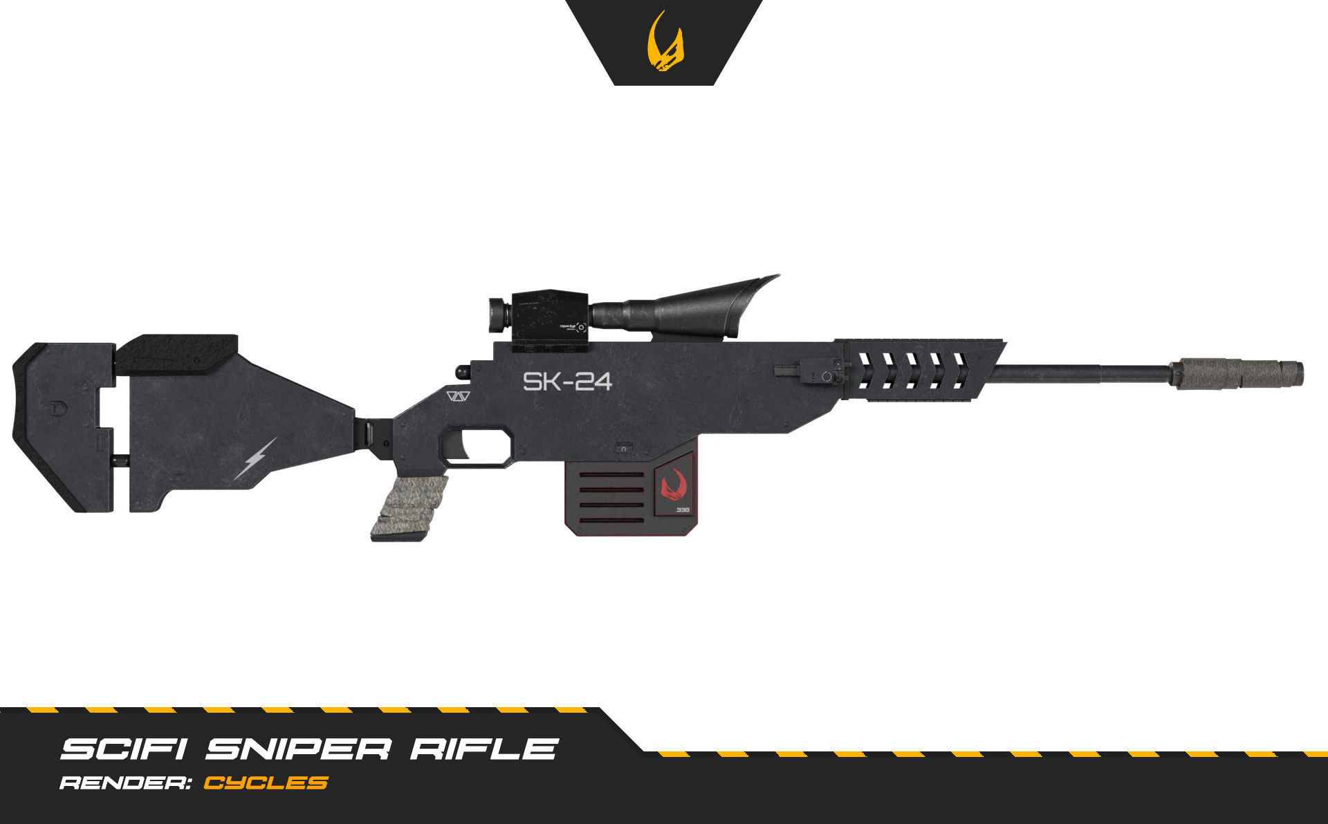 SciFi Futuristic Sniper Rifle -Scifi Weapons 001 Low-poly 3D model_3