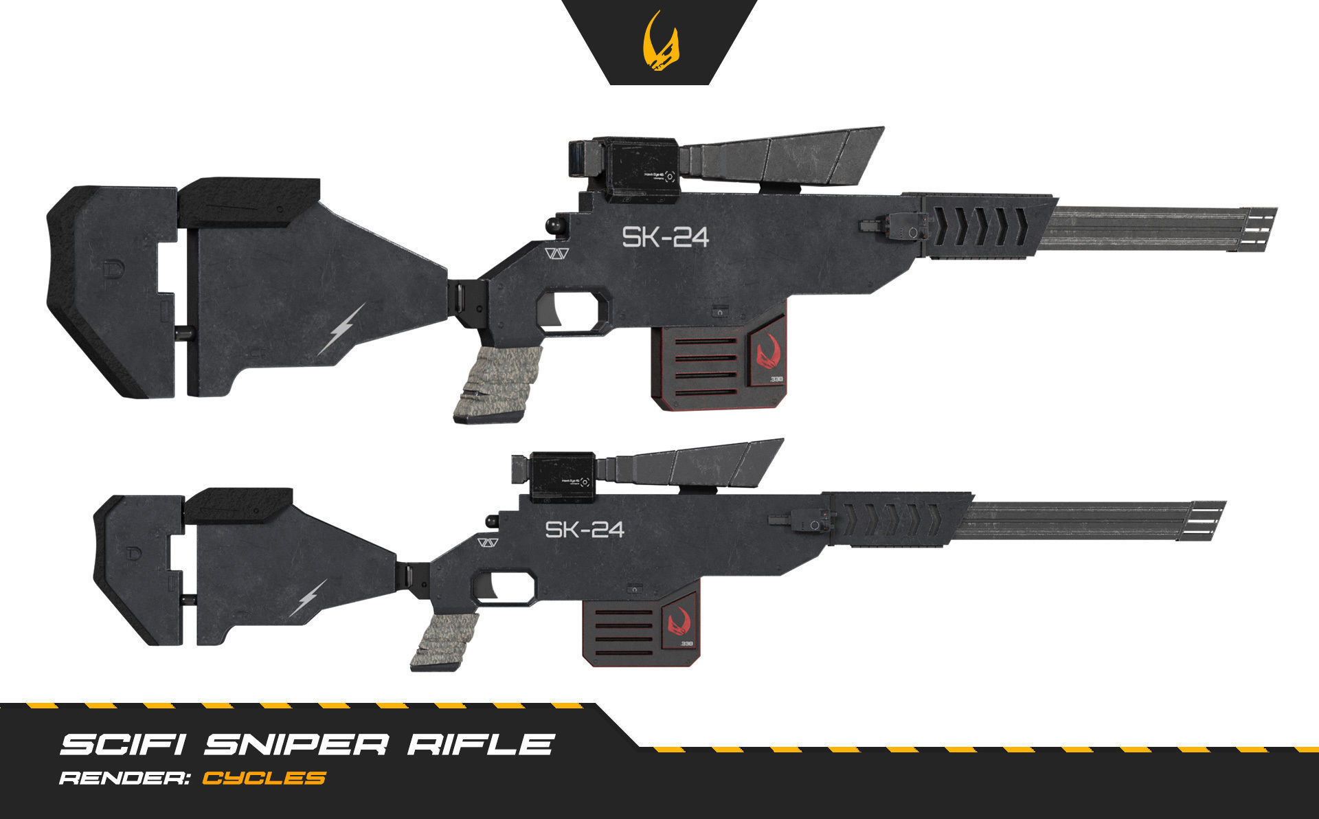 SciFi Futuristic Sniper Rifle -Scifi Weapons 001 Low-poly 3D model_10
