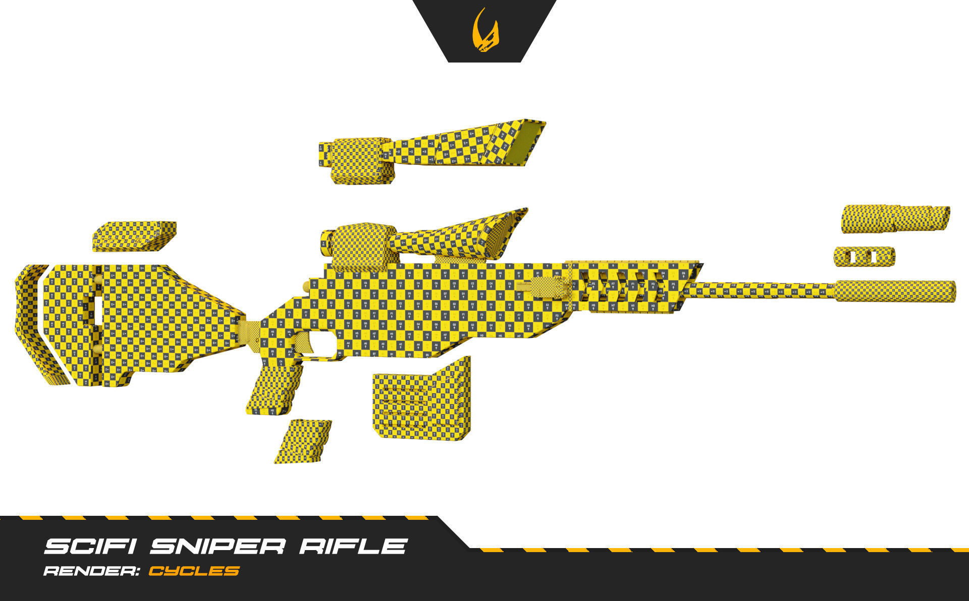 SciFi Futuristic Sniper Rifle -Scifi Weapons 001 Low-poly 3D model_13